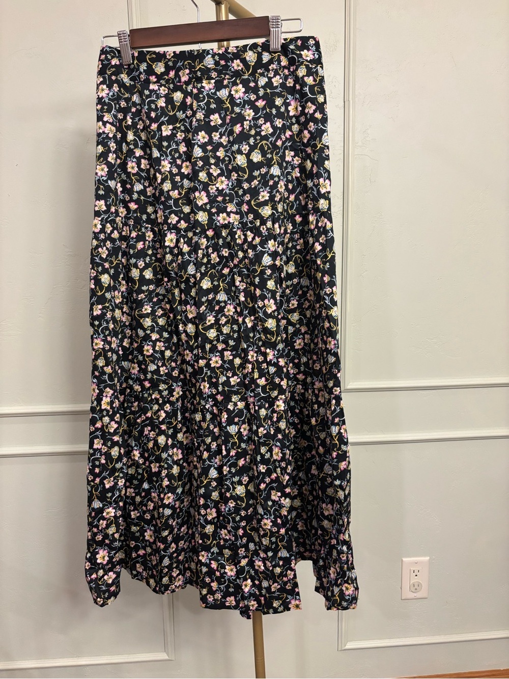 Who What Wear Cotton Skirt Floral Maxi Tiny Multicolor Blossoms MSRP $57 - Picture 2 of 4
